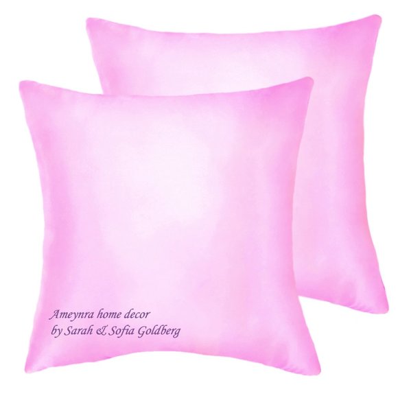 Pair of Light-pink Satin Pillows 12x12" ~ New, Soft, Square - Picture 1 of 1